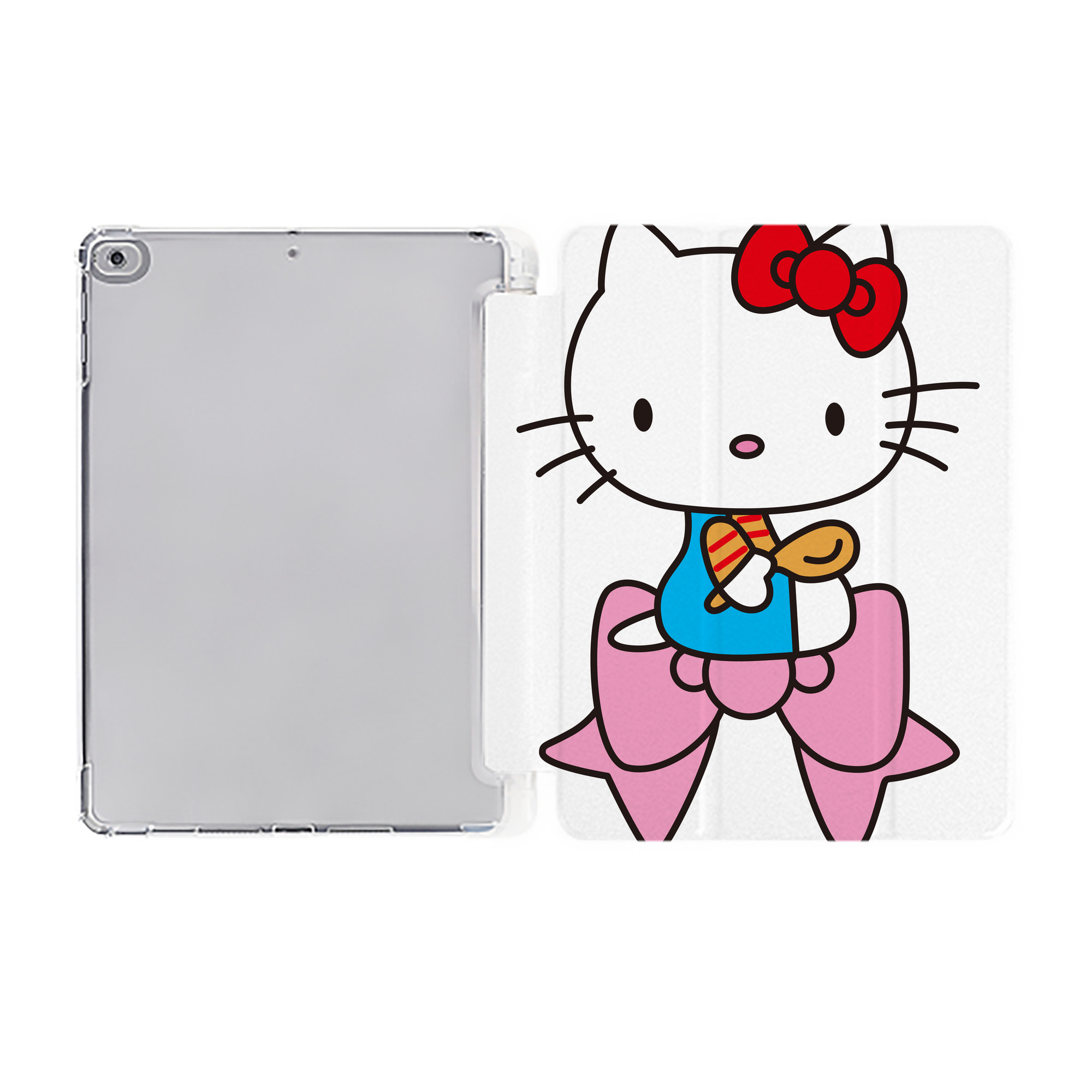 （画像用） Hello Kitty ハローキティ IPad ケース ペン収納付き 三つ折りスタンド PUレザー×シリコン 対応機種9.5/10.5/10.9インチ